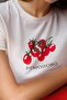 Women's Crew Neck Short Sleeve Front Printed Cotton T-Shirt - 4