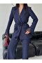 Two-Piece Blazer Set with Floral Lace-Up Sleeves and Tulle Detail - 6