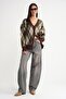 Mixray Diamond Patterned V-Neck Buttoned Oversize Cardigan - 2