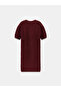 90257 Crew Neck Wool Blend Knitwear Dress-Medium Burgundy - 6