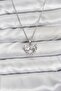 316L Steel Chain Silver Color Heart and Bow Model Zircon Stone Women's Necklace -