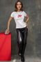 Women's Crew Neck Short Sleeve Front Printed Cotton T-Shirt - 3