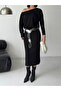 Women's Black Boat Neck Dress - 4