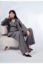 Women's Anthracite Shawl Detailed Buttoned Jacket and Trousers Suit - 2