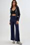 Modal Textured High Waist Wide Leg Ruched Detail Pants Berşan Collection - 5