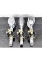 Silver Serving Tongs Set of 3 Black Butterfly Pasta/Cake/Dinner/Presentation Tongs - 3