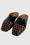 Helena Black Matte Tan Checkered Blunt Toe Women's Slippers - 3