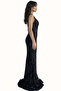 Women's Black Heart Collar Thick Strap Sequined Waist Fitted Long Mermaid Evening Dress - 3