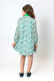 Girl's Bow Collar Patterned Green Dress - New Season - 3