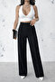 Women's Black Modal Fabric High Waist Palazzo Trousers