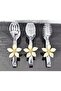 Silver Serving Tongs Set of 3 Gold Daisy White Pasta/Cake/Dinner/Presentation Tongs