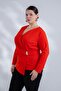 Plus Size Women's Double Breasted Blouse with Buckle Detail, Burgundy - 6