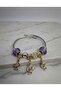 Special Design Snake and Peace Themed Steel Charm Bracelet