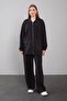 Black Self-Patterned Collared Double Suit