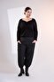 Plus Size Women's Trousers with Button Detail at the Hem, Black - 3