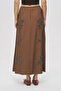 Women's Leaf Embroidered Maxi Skirt with Lace Detail - 4