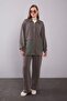 Khaki Self-Patterned Collared Double Suit - 2