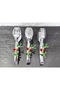 Silver Serving Tongs Set of 3 Red Olive Pasta/Cake/Dinner/Presentation Tongs