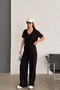 Women's Black Stone Detailed V-Neck Blouse and Trousers Two-Piece Set - 2