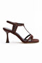 Women's Thin Heeled Stylish Evening Dress Shoes Brown - 3