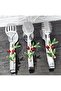 Silver Serving Tongs Set of 3 Red Olive Pasta/Cake/Dinner/Presentation Tongs - 5