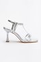 Women's Thin Heeled Stylish Evening Dress Shoes Silver - 2