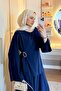 Rose Buckle Skirt Suit Navy Blue - 2