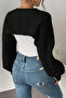 Women's Black Low-Cut Crop Knitwear Bolero - 4