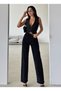 Women's High-Waist Vintage Shiny Stone Patterned Special Design Stretch Fabric Palazzo Denim Jeans - 2