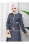 Women's Tweed Buttoned Jacket Skirt Two-Piece Set - 3