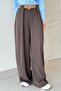 Glam Belt Detailed Palazzo Trousers Brown - 2