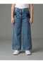 Girl's Lycra Wide Leg Cargo Pocket Jeans