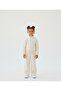 Premium Girls' Ecru Soft Cotton Tracksuit Set with Zipper Pockets, Ages 3-8