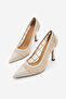 Women's Stiletto Pointed Toe Thin Heel Mesh Classic Heeled Shoes Zirva Beige - 5
