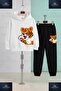 Children's Unisex Tiger Side Cute Large 3-Piece Hooded Tracksuit Set - 2