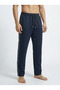 Men's Navy Blue Baggy Side-Piped Oversize Relaxed 4-Season Sweatpants with Wide Legs, 2 Yarns, Full Fit