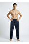Men's Navy Blue Baggy Side-Piped Oversize Relaxed 4-Season Sweatpants with Wide Legs, 2 Yarns, Full Fit - 2