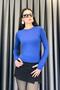 Crew Neck Finger-Looped Blouse - Blue Blue - 2