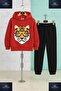 Children's Unisex Tiger Glasses Drawing Head 3-Piece Hooded Tracksuit Set - 4