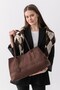 Hazel Bitter Brown Soft Suede Textured Large Size Wide Volume Women's Tote Shoulder Bag - 7