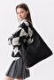 Siena Black Suede Textured Large Size Wide Volume Women's Hobo Shoulder Bag - 6