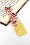 Pink Flowers and Butterflies Gold Color Metal Bookmark Book Mark Ay104