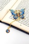 Blue Navy Colors Butterfly Gold Color Metal Bookmark with Chain Ay102 - 4