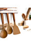 Wooden Handle Silicone Kitchen Utensil Set of 3 – Spoon, Ladle, Spatula - 3