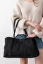 Hazel Black Soft Suede Textured Large Size Large Volume Women's Tote Shoulder Bag - 3