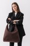 Siena Bitter Brown Suede Textured Large Size Wide Volume Women's Hobo Shoulder Bag - 5