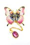 Vibrant Pink Colors Butterfly Gold Color Metal Bookmark with Chain Ay100 - 3