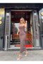 Saja Rsln Zirconium Stone Midi Length Strapless Striped Italian Dress Lycra - 4