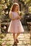 Girls' Formal Dress Pink Color Tulle Sequin-Embroidered Elegant Dress - 4