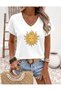 Sari Sun Printed Women's Oversize V-Neck T-Shirt
